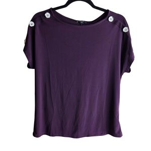 Elegant Plum Button-Accent Women's Top